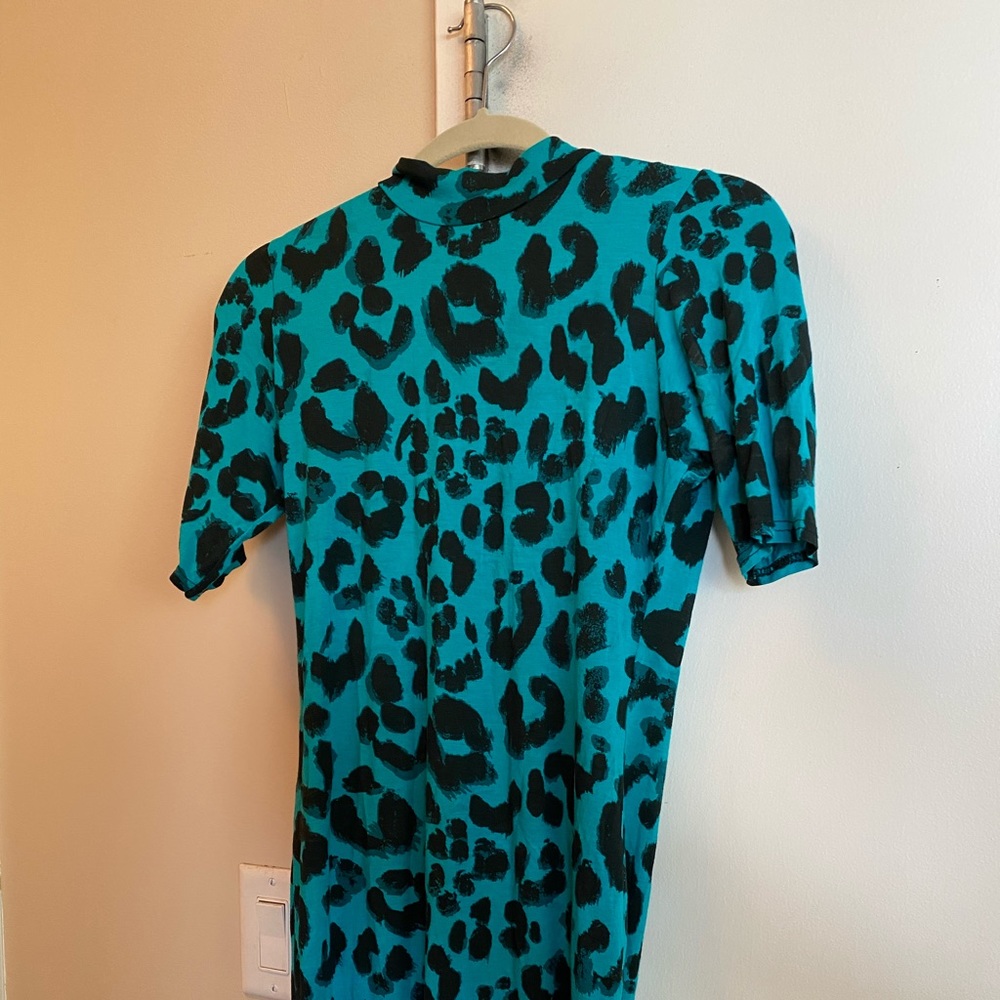 Mock neck cheetah mini dress